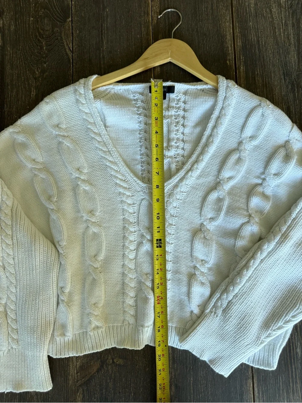J.Crew Cropped V-Neck Cable-Knit Sweater White Size L